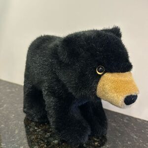 Dakin Black Bear Plush Collectable Soft Toy Animal 1990 Vintage Cute . Size 11”